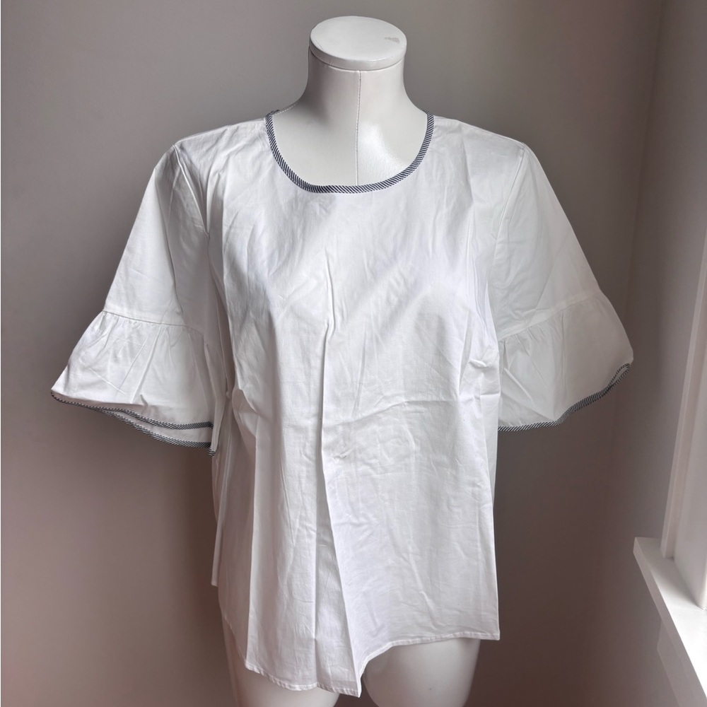 White Ruffle Sleeve Women's Top